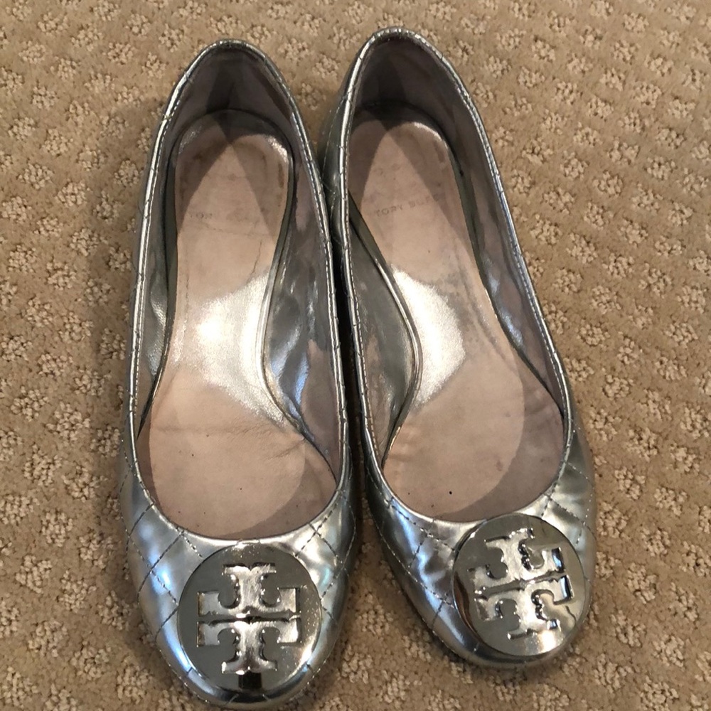 Tory Burch silver ballerina flats